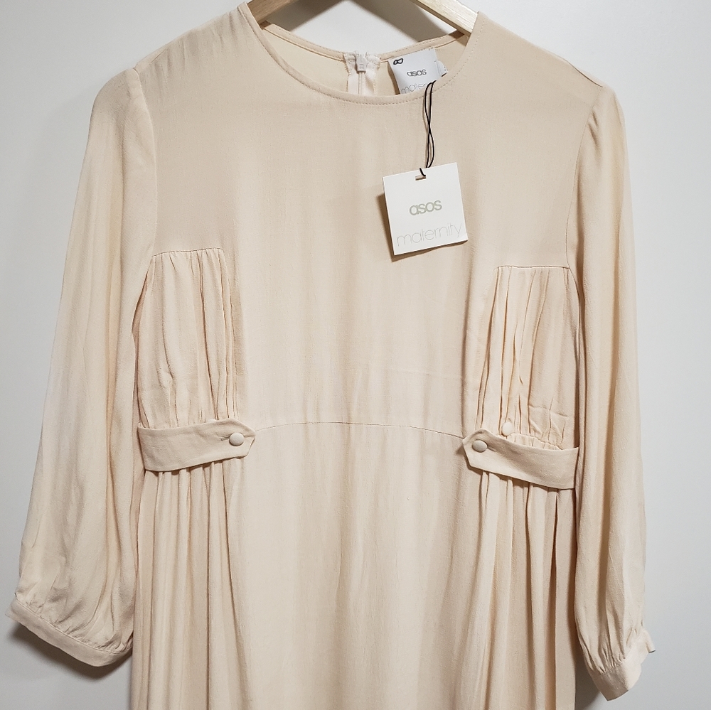 ASOS 100% Viscose Ivory Maternity Dress
